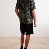 Camp-Collar Printed Twill Shirt - BK
