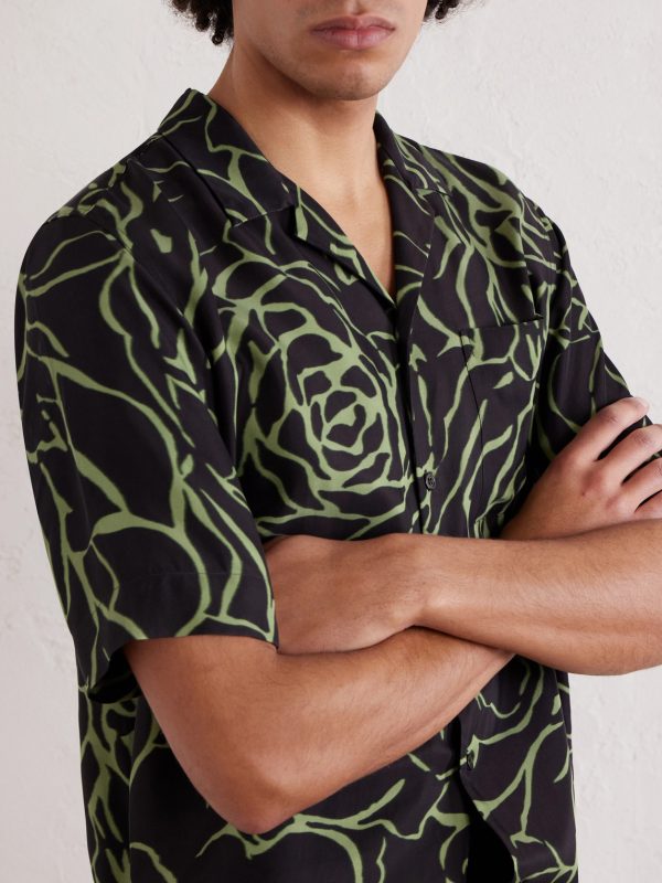 Camp-Collar Printed Twill Shirt - CU