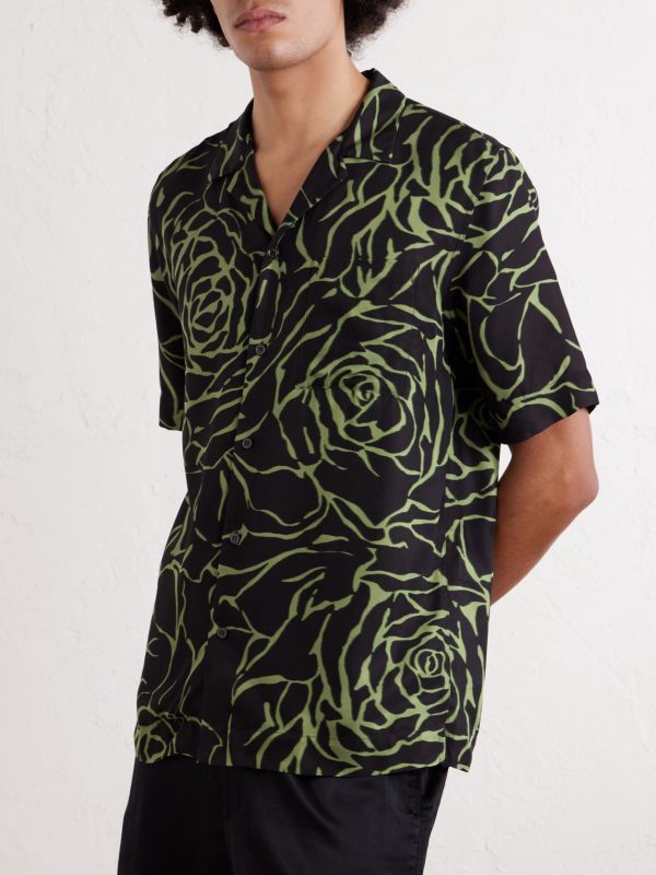 Camp-Collar Printed Twill Shirt - FR
