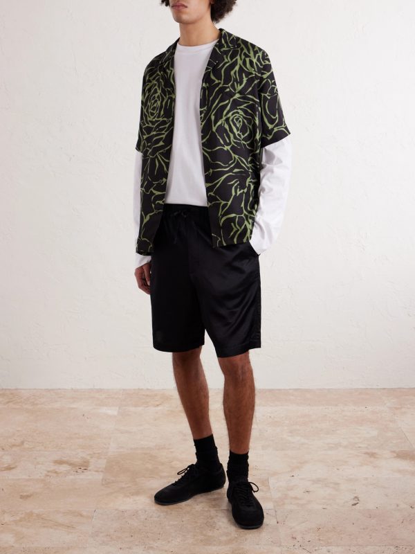 Camp-Collar Printed Twill Shirt - OU