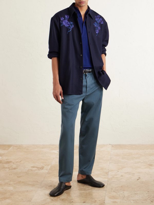 Slim-Fit Straight-Leg Cotton-Twill Trousers - OU Slim-Fit Straight-Leg Cotton-Twill Trousers - OU
