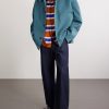 Carltone Camp-Collar Striped Embellished Satin Shirt - OU Carltone Camp-Collar Striped Embellished Satin Shirt - OU