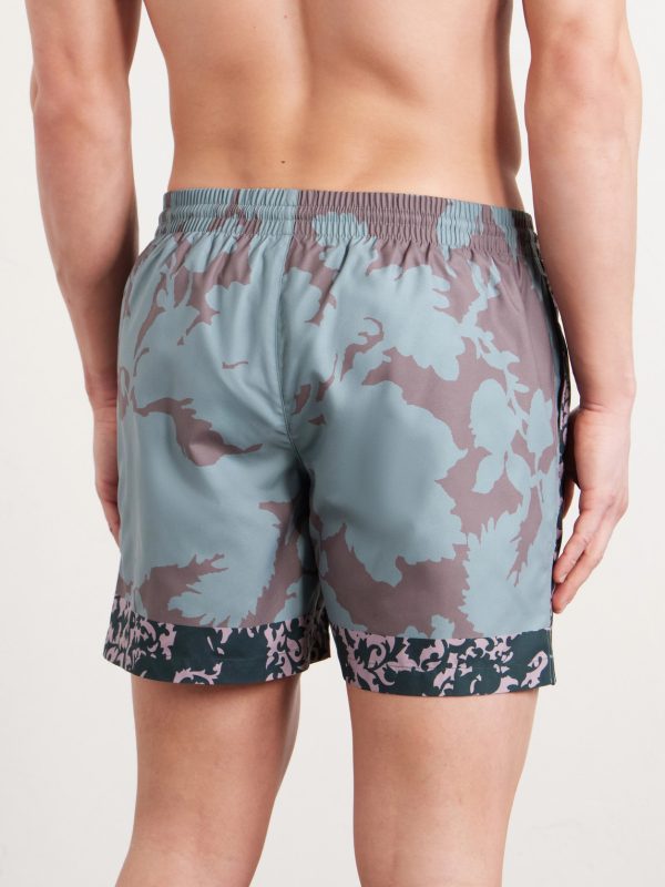 Straight-Leg Mid-Length Printed Swim Shorts - BK Straight-Leg Mid-Length Printed Swim Shorts - BK