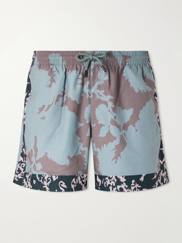 Straight-Leg Mid-Length Printed Swim Shorts Straight-Leg Mid-Length Printed Swim Shorts