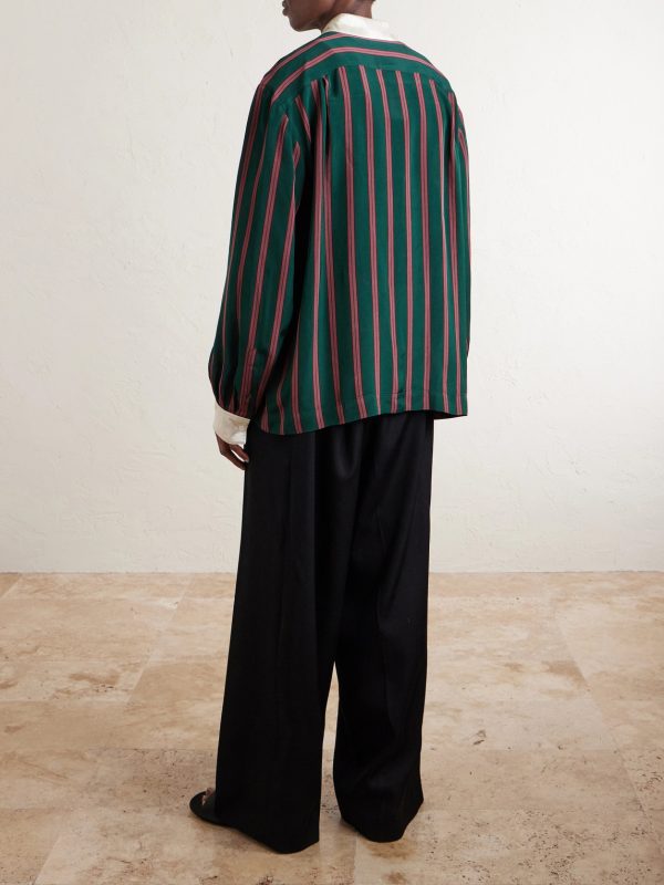 Striped Satin Shirt - BK Striped Satin Shirt - BK
