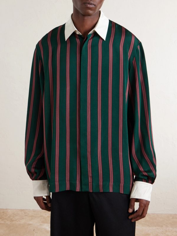 Striped Satin Shirt - FR Striped Satin Shirt - FR