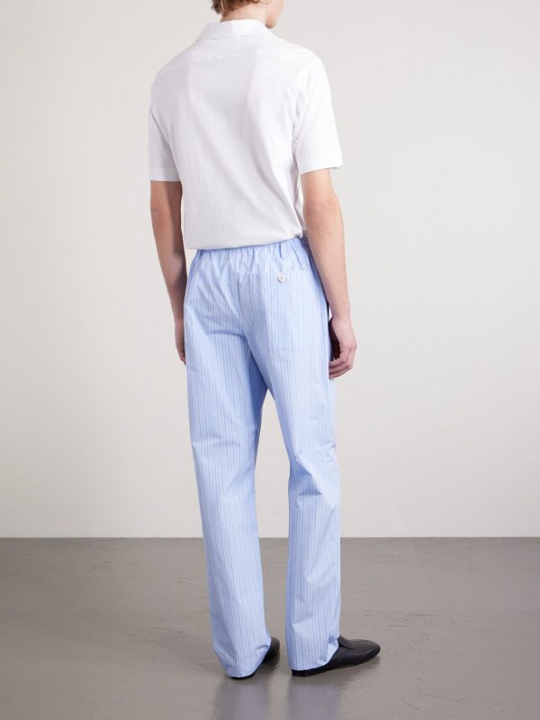 Straight-Leg Striped Cotton-Poplin Drawstring Trousers - BK Straight-Leg Striped Cotton-Poplin Drawstring Trousers - BK