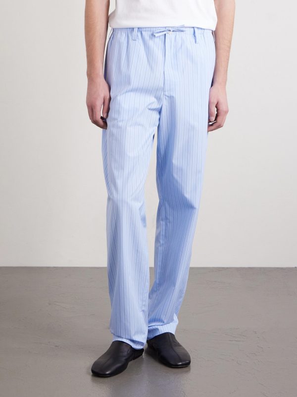 Straight-Leg Striped Cotton-Poplin Drawstring Trousers - FR Straight-Leg Striped Cotton-Poplin Drawstring Trousers - FR