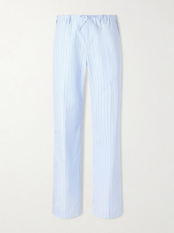 Straight-Leg Striped Cotton-Poplin Drawstring Trousers Straight-Leg Striped Cotton-Poplin Drawstring Trousers