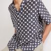 Cuban-Collar Printed Silk-Twill Shirt - CU Cuban-Collar Printed Silk-Twill Shirt - CU