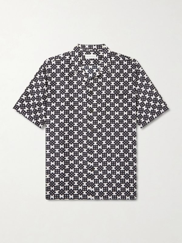 Cuban-Collar Printed Silk-Twill Shirt Cuban-Collar Printed Silk-Twill Shirt