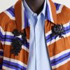 Vinny's Striped Embellished Satin Blouson Jacket - CU Vinny's Striped Embellished Satin Blouson Jacket - CU