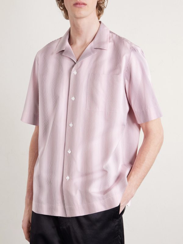 Camp-Collar Striped Cotton-Poplin Shirt - FR