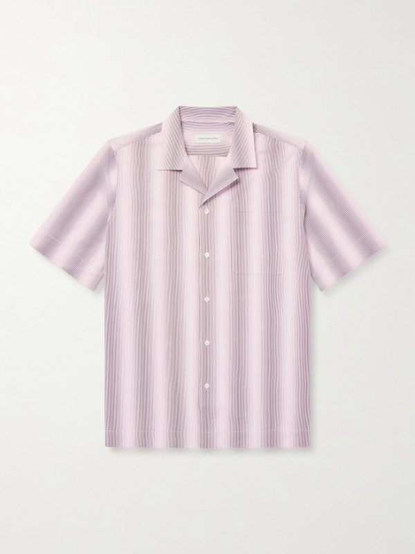 Camp-Collar Striped Cotton-Poplin Shirt