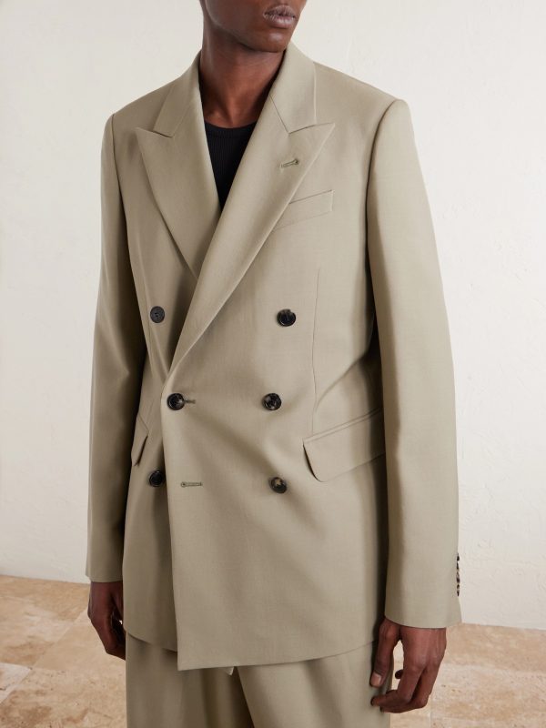 Double-Breasted Wool and Mohair-Blend Twill Blazer - FR Double-Breasted Wool and Mohair-Blend Twill Blazer - FR