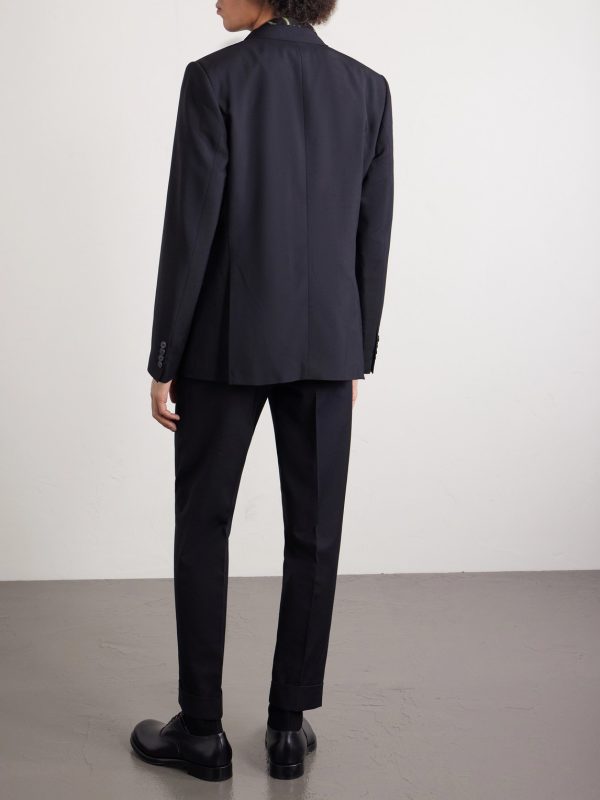 Straight-Leg Cotton and Wool-Blend Trousers - BK
