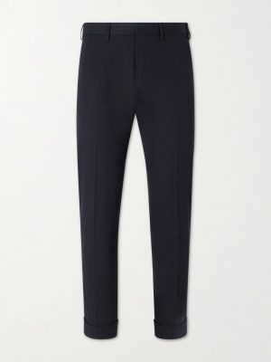 Straight-Leg Cotton and Wool-Blend Trousers