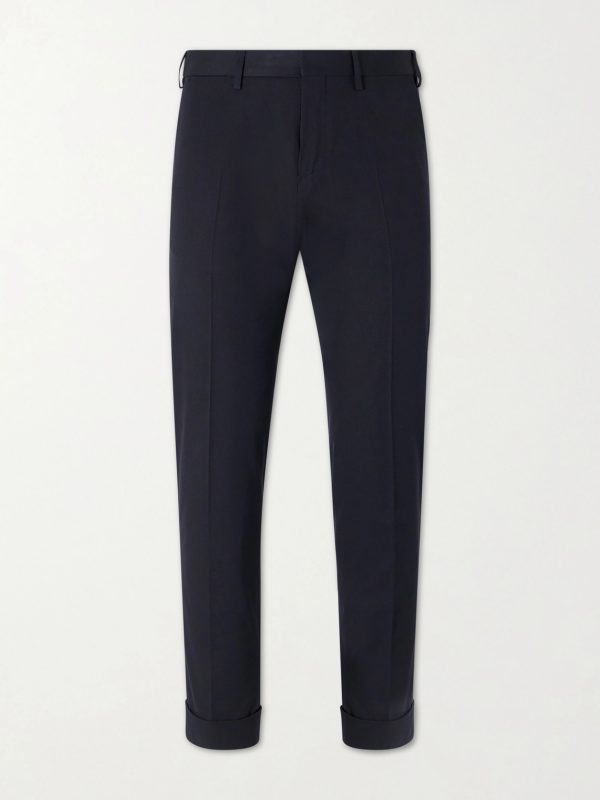 Straight-Leg Cotton and Wool-Blend Trousers