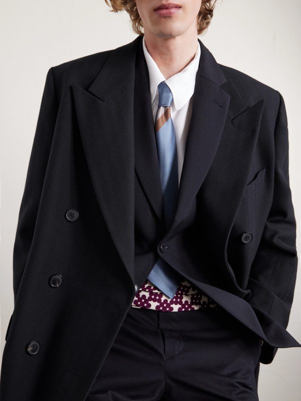 Double-Breasted Herringbone Cotton and Wool-Blend Coat - CU Double-Breasted Herringbone Cotton and Wool-Blend Coat - CU