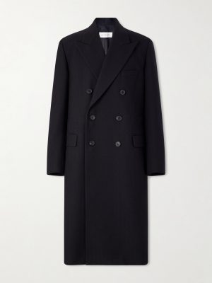 Double-Breasted Herringbone Cotton and Wool-Blend Coat