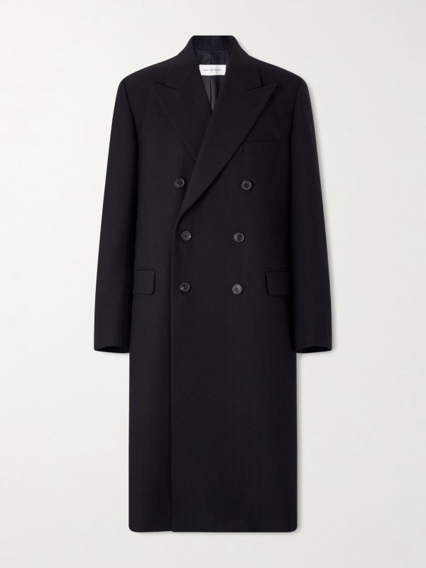 Double-Breasted Herringbone Cotton and Wool-Blend Coat Double-Breasted Herringbone Cotton and Wool-Blend Coat