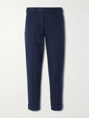 Straight-Leg Cotton and Wool-Blend Trousers