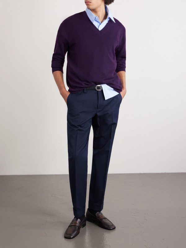 Straight-Leg Cotton and Wool-Blend Trousers - OU Straight-Leg Cotton and Wool-Blend Trousers - OU