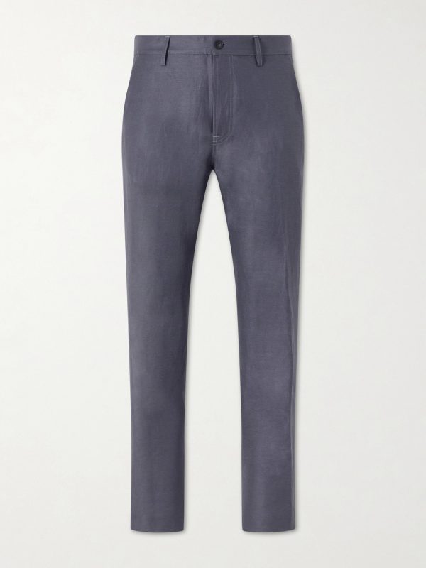 Straight-Leg Wool and Linen-Blend Twill Suit Trousers