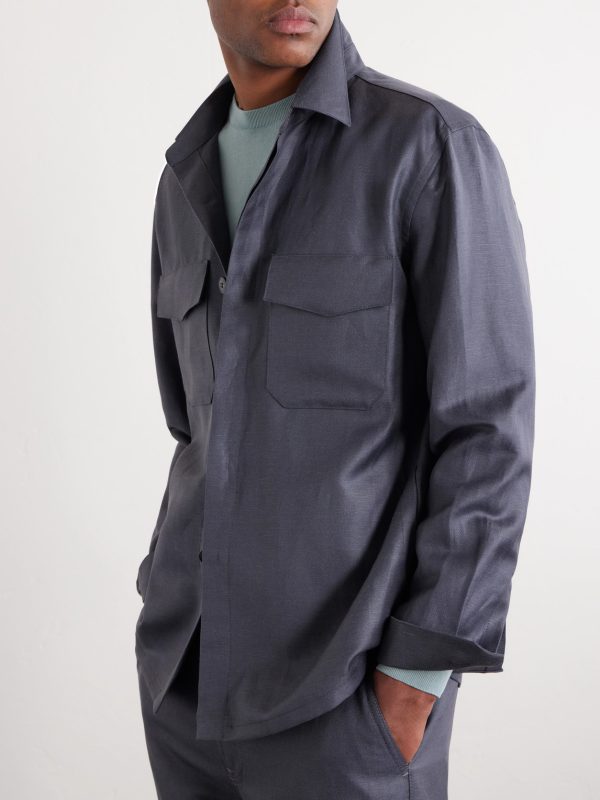 Wool and Linen-Blend Twill Shirt - CU