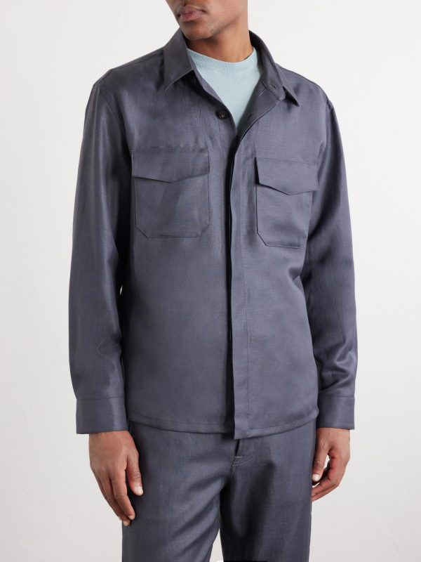 Wool and Linen-Blend Twill Shirt - FR