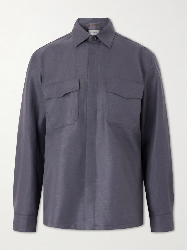 Wool and Linen-Blend Twill Shirt