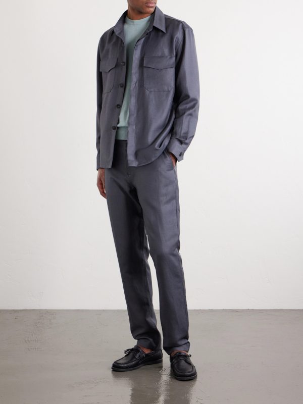 Wool and Linen-Blend Twill Shirt - OU