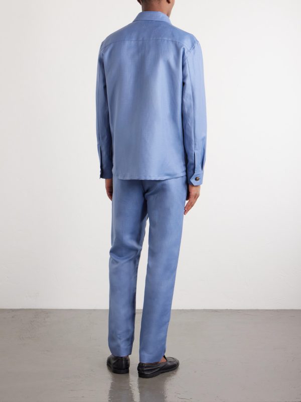 Wool and Linen-Blend Twill Shirt - BK Wool and Linen-Blend Twill Shirt - BK