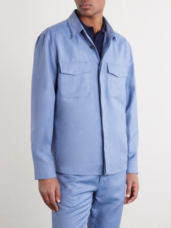 Wool and Linen-Blend Twill Shirt - FR Wool and Linen-Blend Twill Shirt - FR