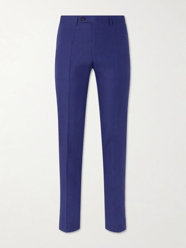 Straight-Leg Linen Suit Trousers