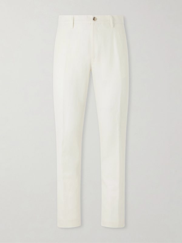 Straight-Leg Wool and Linen-Blend Twill Suit Trousers