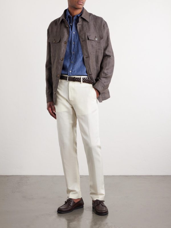 Straight-Leg Wool and Linen-Blend Twill Suit Trousers - OU