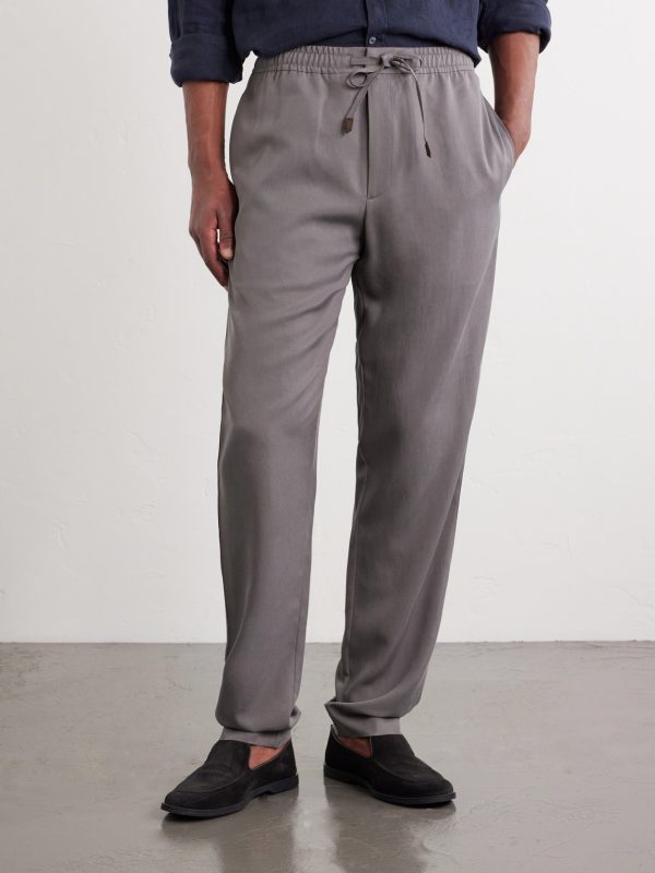Straight-Leg Lyocell Drawstring Trousers - FR Straight-Leg Lyocell Drawstring Trousers - FR