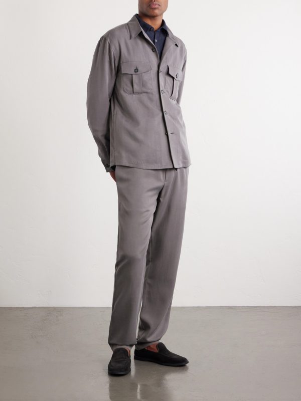 Straight-Leg Lyocell Drawstring Trousers - OU Straight-Leg Lyocell Drawstring Trousers - OU