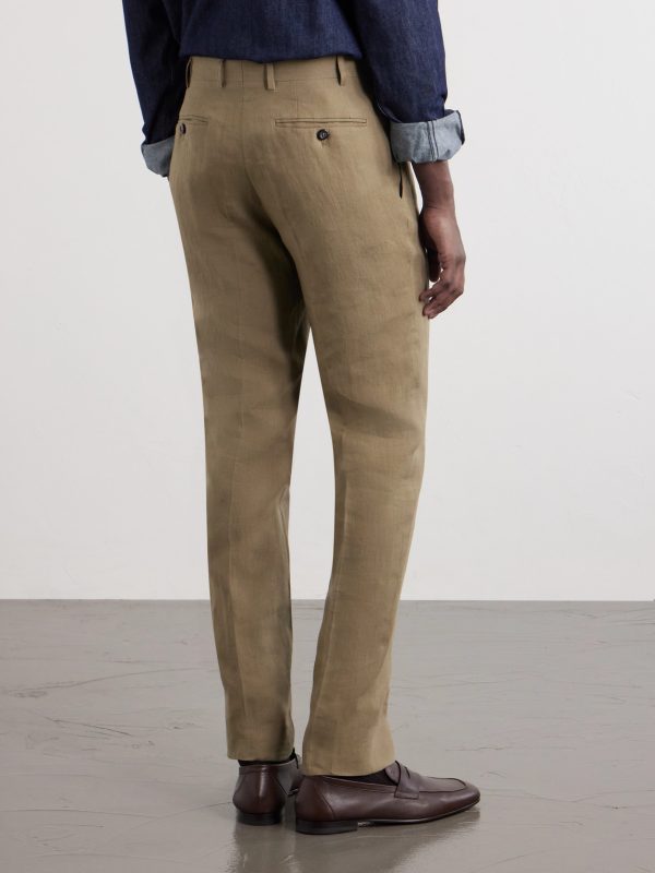 Straight-Leg Linen Suit Trousers - BK Straight-Leg Linen Suit Trousers - BK