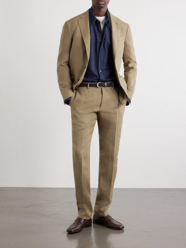 Straight-Leg Linen Suit Trousers - OU Straight-Leg Linen Suit Trousers - OU