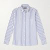 Button-Down Collar Striped Cotton-Seersucker Shirt