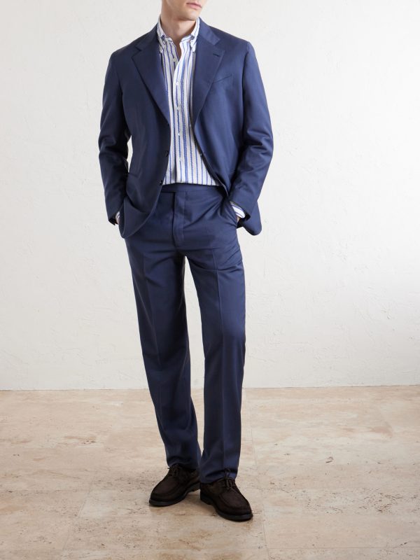 Button-Down Collar Striped Cotton-Seersucker Shirt - OU