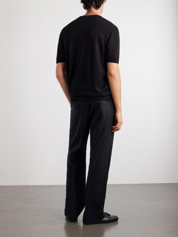Knitted Linen and Cotton-Blend T-Shirt - BK Knitted Linen and Cotton-Blend T-Shirt - BK