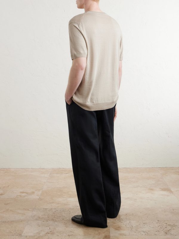Knitted Linen and Cotton-Blend T-Shirt - BK