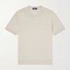 Knitted Linen and Cotton-Blend T-Shirt
