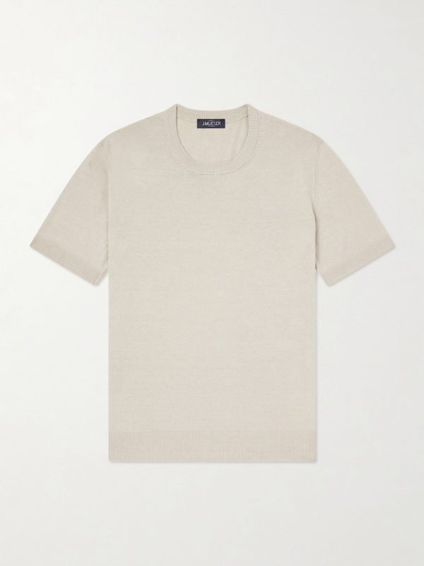 Knitted Linen and Cotton-Blend T-Shirt