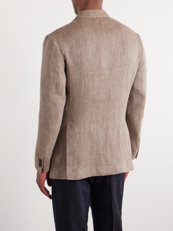Herrinbone Linen Blazer - BK Herrinbone Linen Blazer - BK