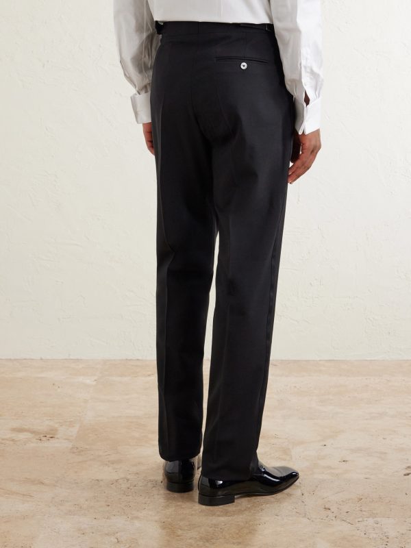Straight-Leg Wool-Blend Tuxedo Trousers - BK Straight-Leg Wool-Blend Tuxedo Trousers - BK