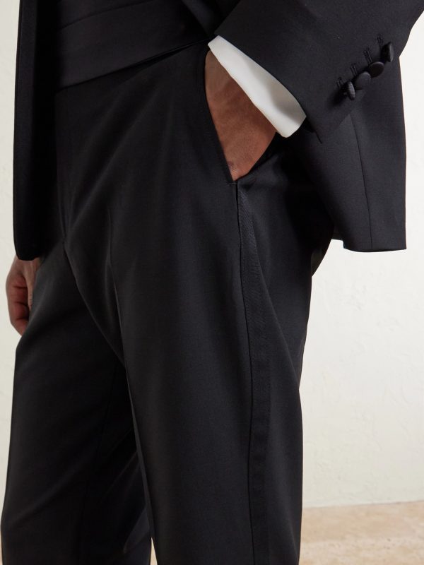 Straight-Leg Wool-Blend Tuxedo Trousers - CU Straight-Leg Wool-Blend Tuxedo Trousers - CU